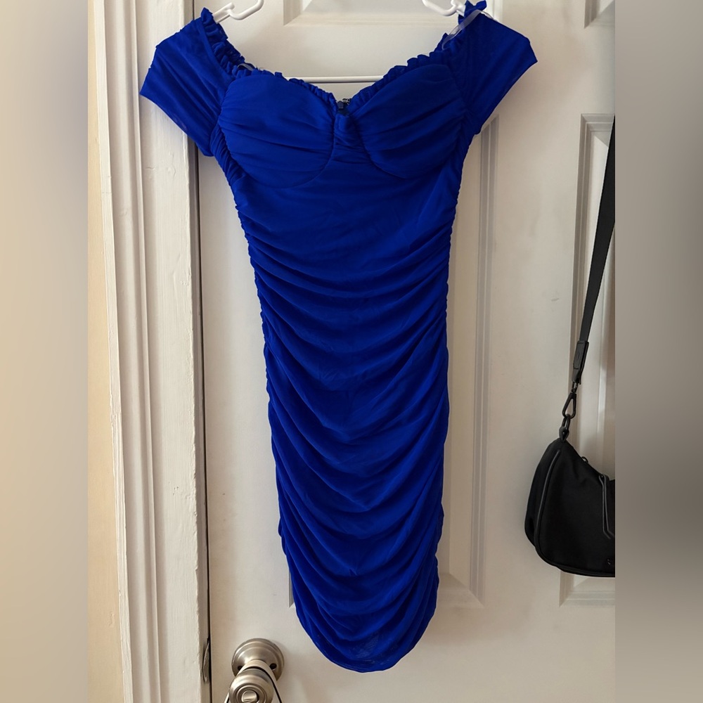 Royal Blue Mini Dress Off-shoulder